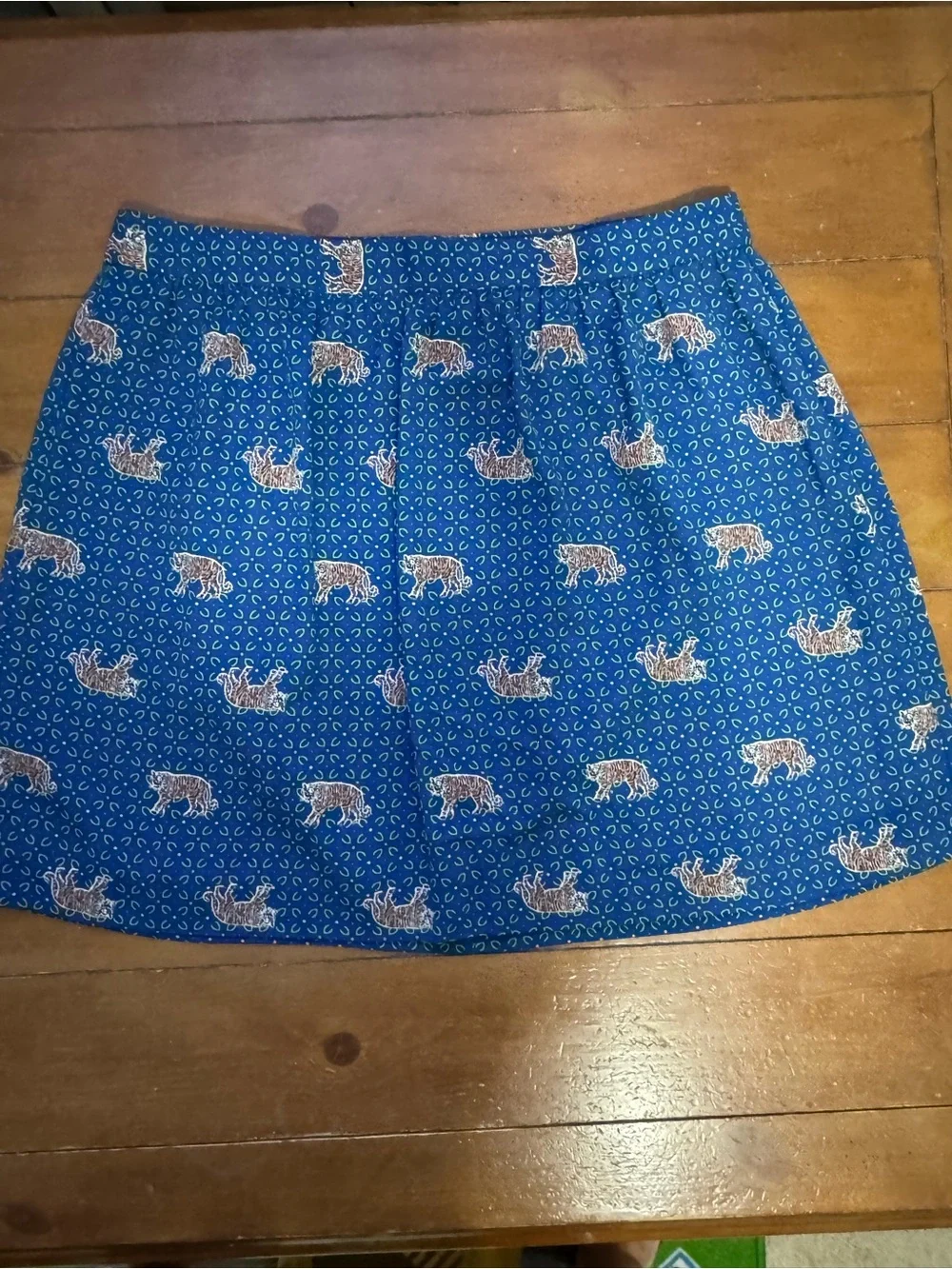 J.Crew Mercantile Bengal Tiger Print Mini Skirt Size 14 Blue Boho Preppy